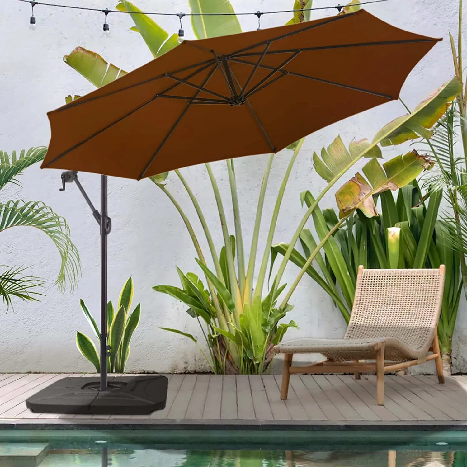 10 FT Patio Offset Umbrella Outdoor Cantilever Umbrella, 24 Month Fade Resistance & Water-repellent UV Protection
