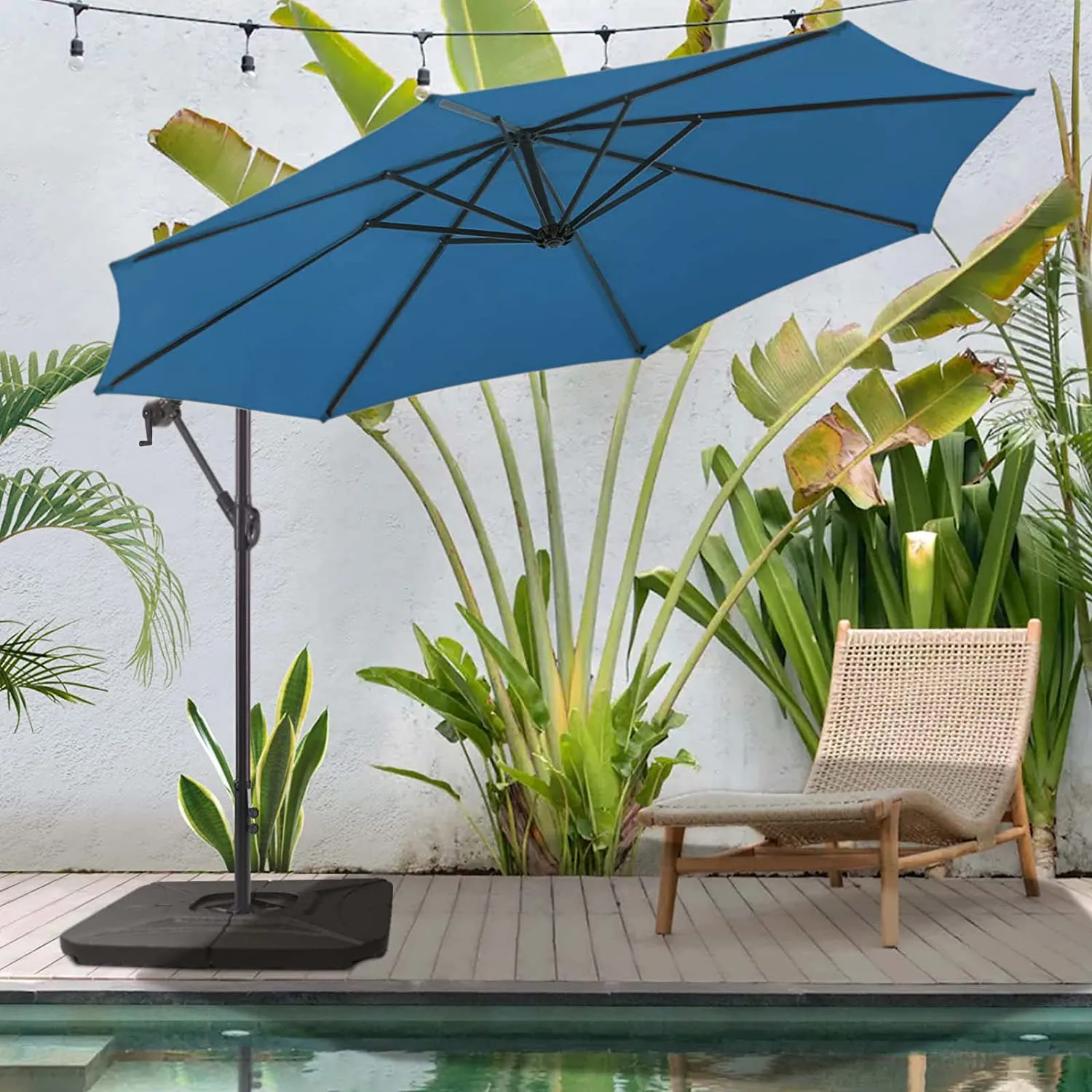 10 FT Patio Offset Umbrella Outdoor Cantilever Umbrella, 24 Month Fade Resistance & Water-repellent UV Protection