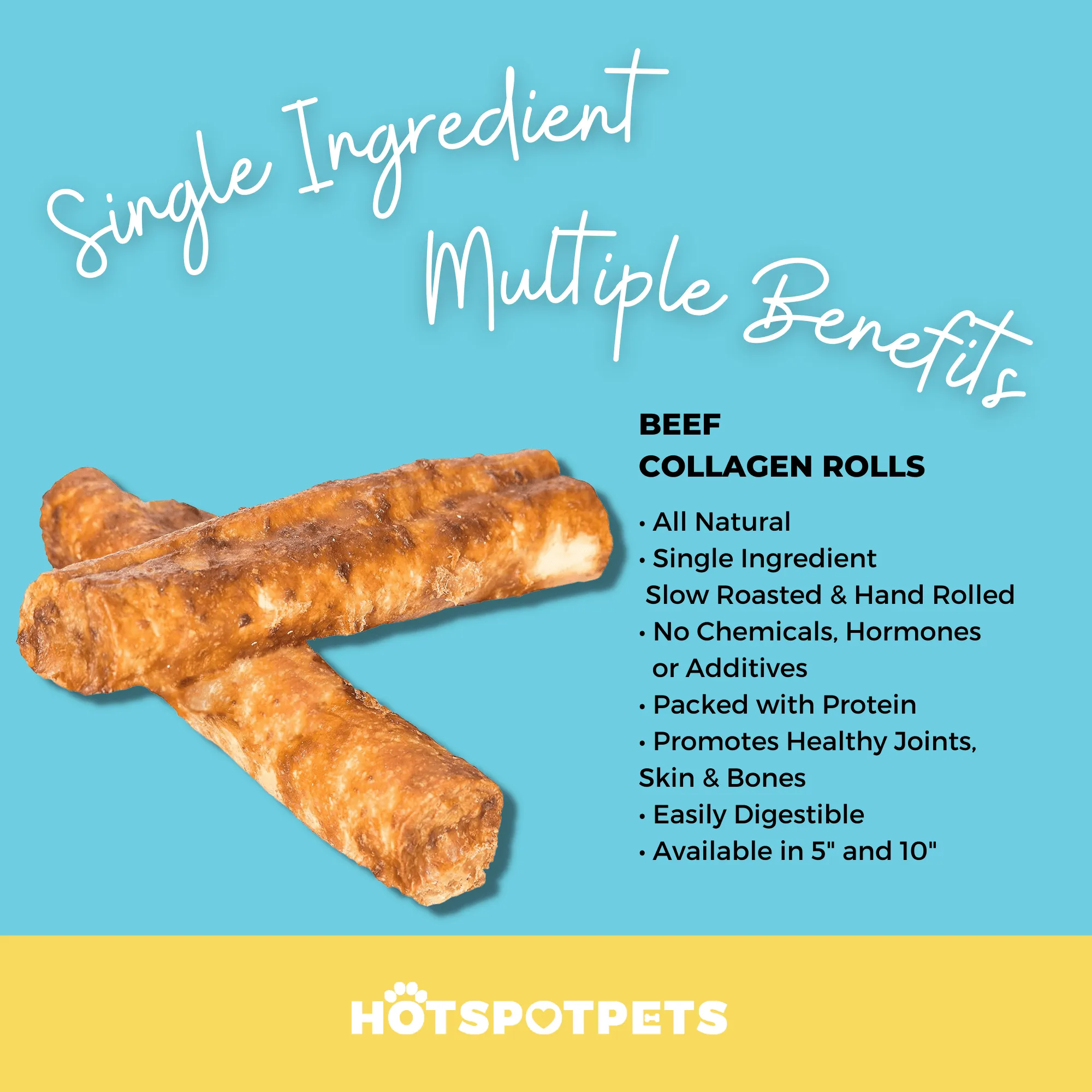 10" Beef Collagen Rolls for Large & Extra Large Dogs