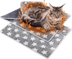 2 Pcs Self Heating Cat Pad Reflects Body Heat Dog Crate Self Warming Pet Pad Gray Nursing Cat Blankets Bed Mat for Newborn Kittens Puppies Eldly Cat Dog Washable(Large Star,41 x 29)