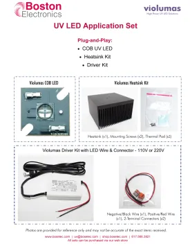 295nm UV LED Application Set- Medium Power LED, Heat Sink, and Driver