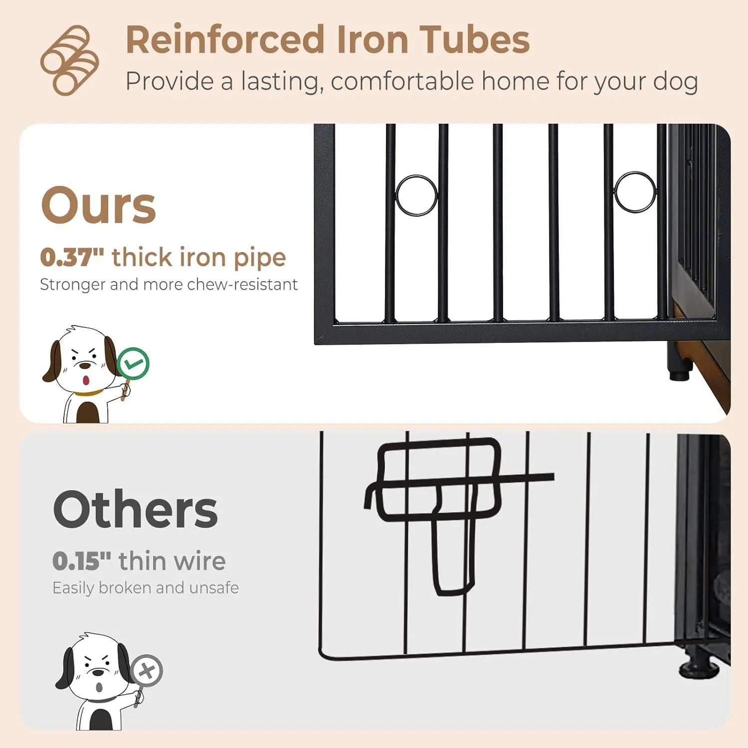 71'' Dog Crate Furniture for 2 Large Medium Dogs, XXL Wooden Indoor Double Crate Kennel Cage Large Breed with Door, TV Stand End Table with Divider, No Cushion,Brown