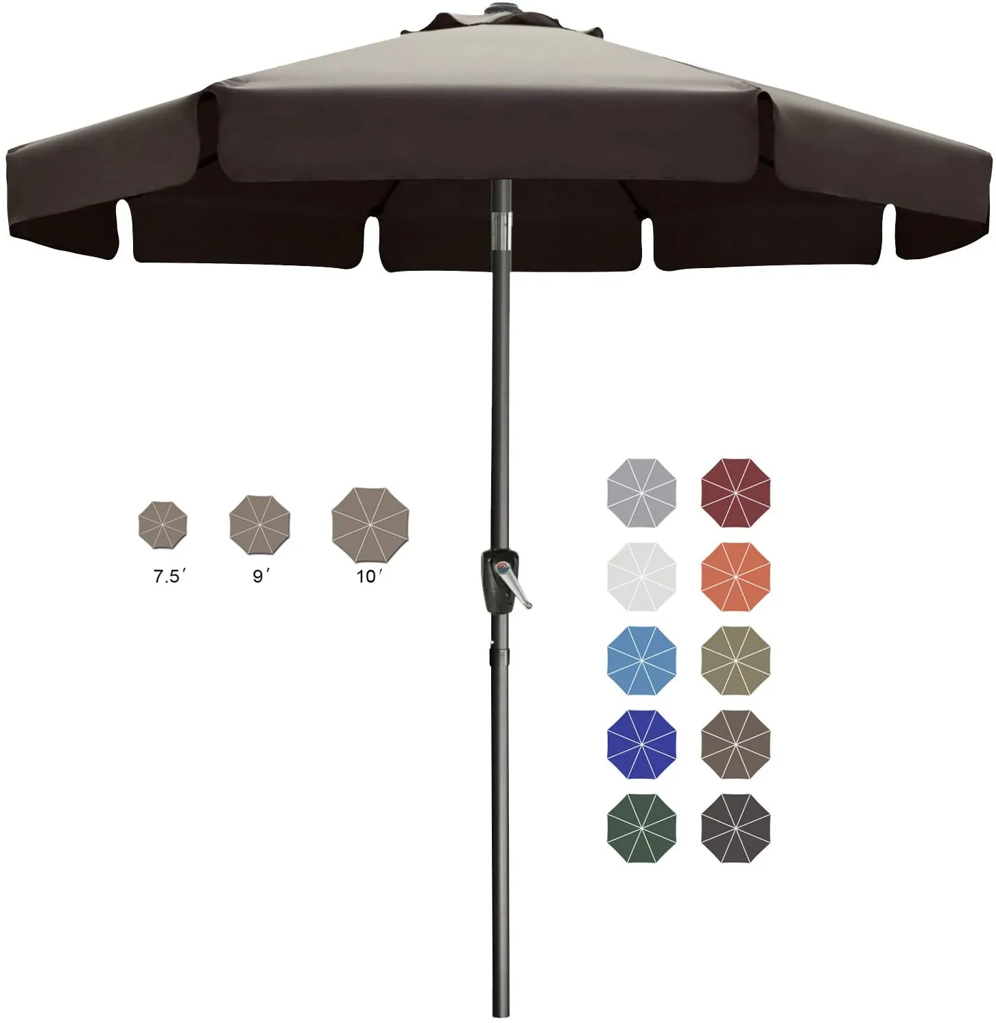 ABCCANOPY Outdoor Table Market Umbrella with Push Button Tilt and Crank for Patio Pool