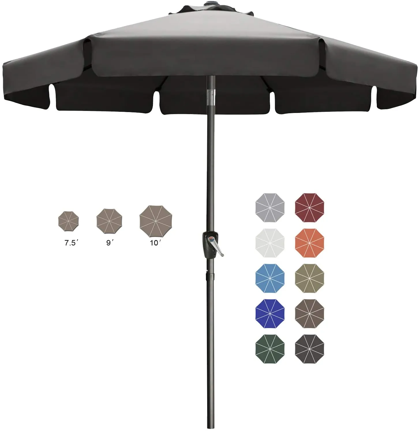ABCCANOPY Outdoor Table Market Umbrella with Push Button Tilt and Crank for Patio Pool