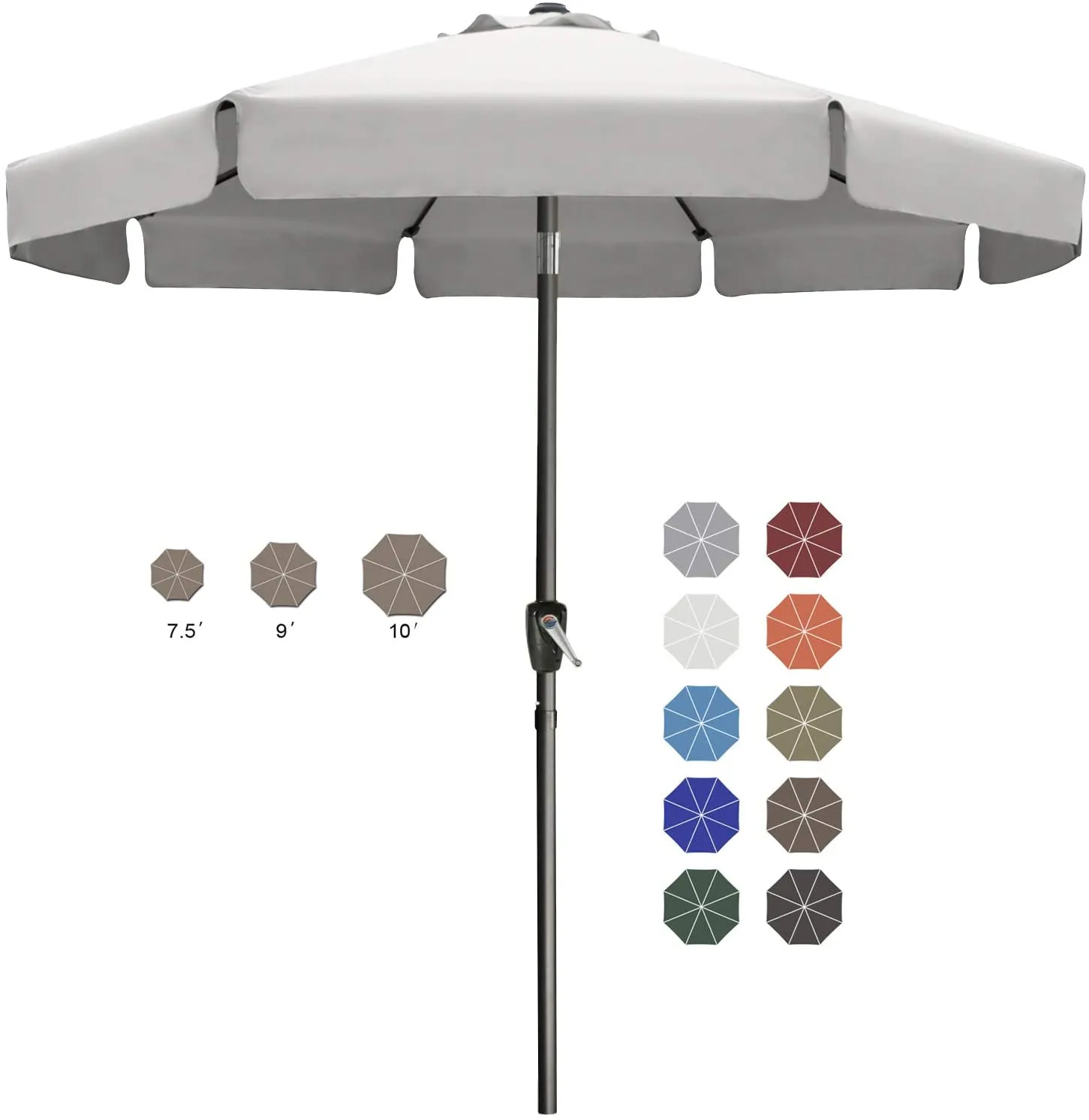 ABCCANOPY Outdoor Table Market Umbrella with Push Button Tilt and Crank for Patio Pool
