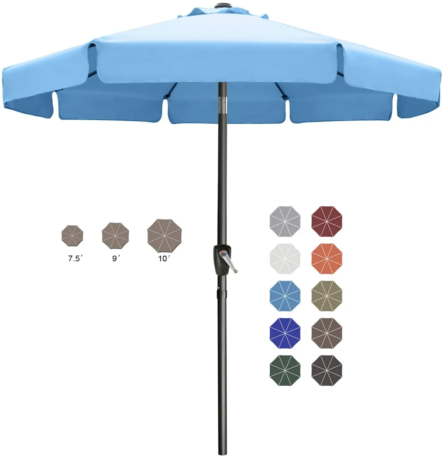 ABCCANOPY Outdoor Table Market Umbrella with Push Button Tilt and Crank for Patio Pool
