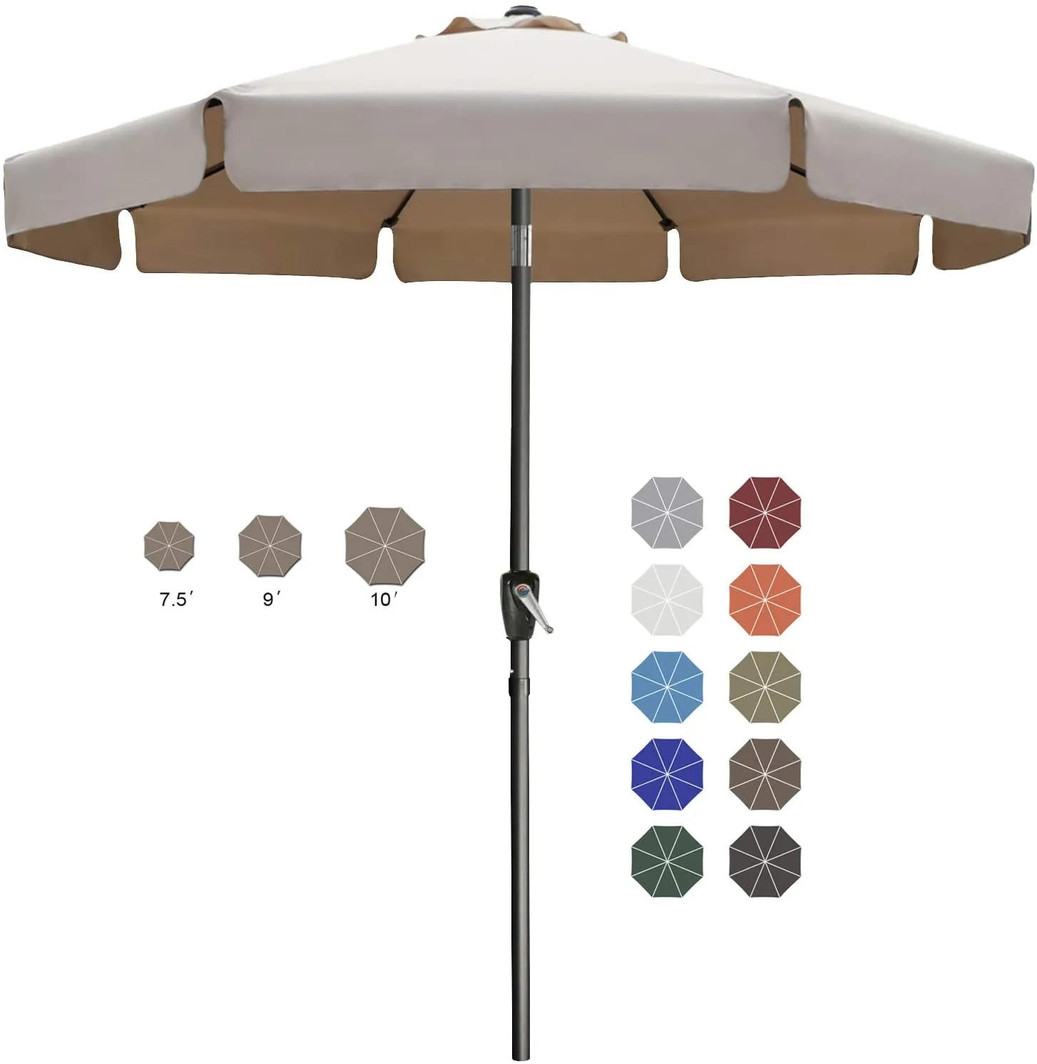 ABCCANOPY Outdoor Table Market Umbrella with Push Button Tilt and Crank for Patio Pool