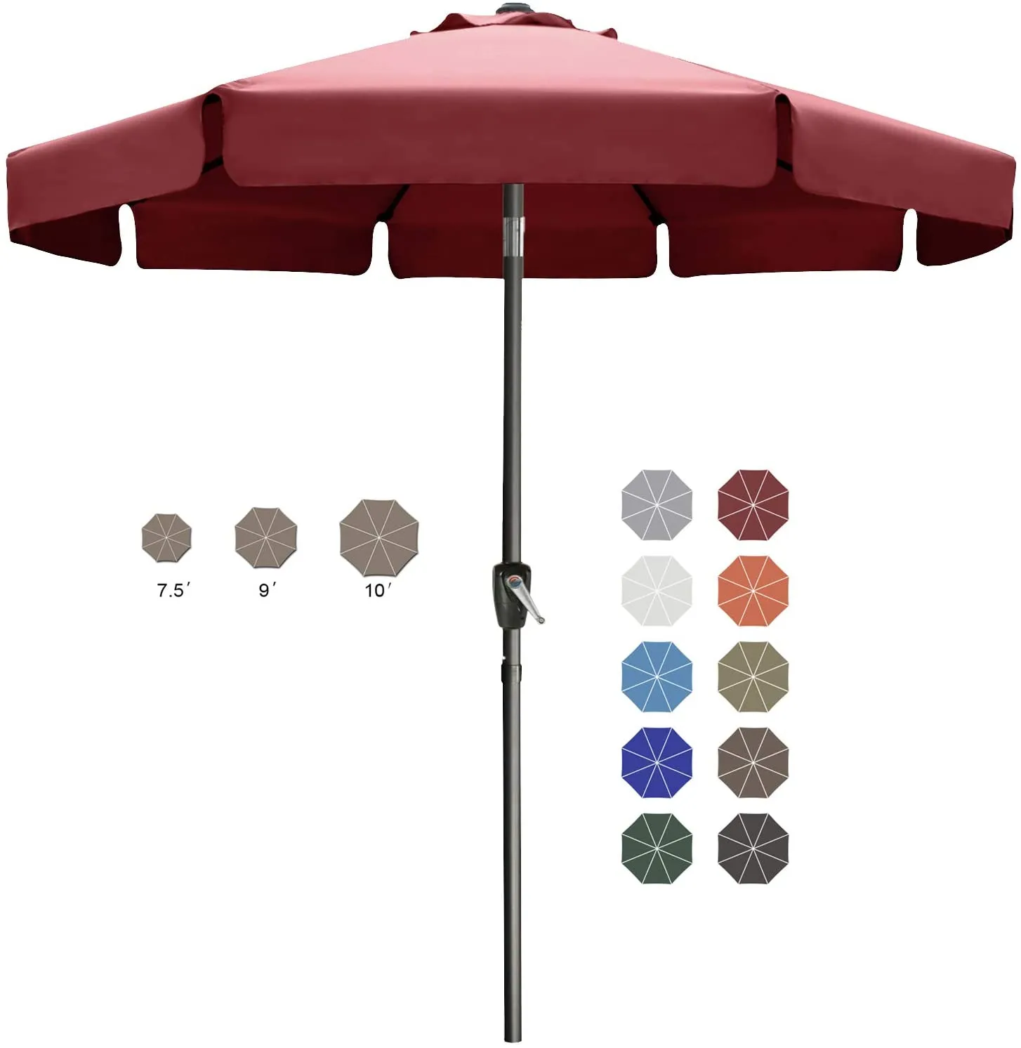 ABCCANOPY Outdoor Table Market Umbrella with Push Button Tilt and Crank for Patio Pool