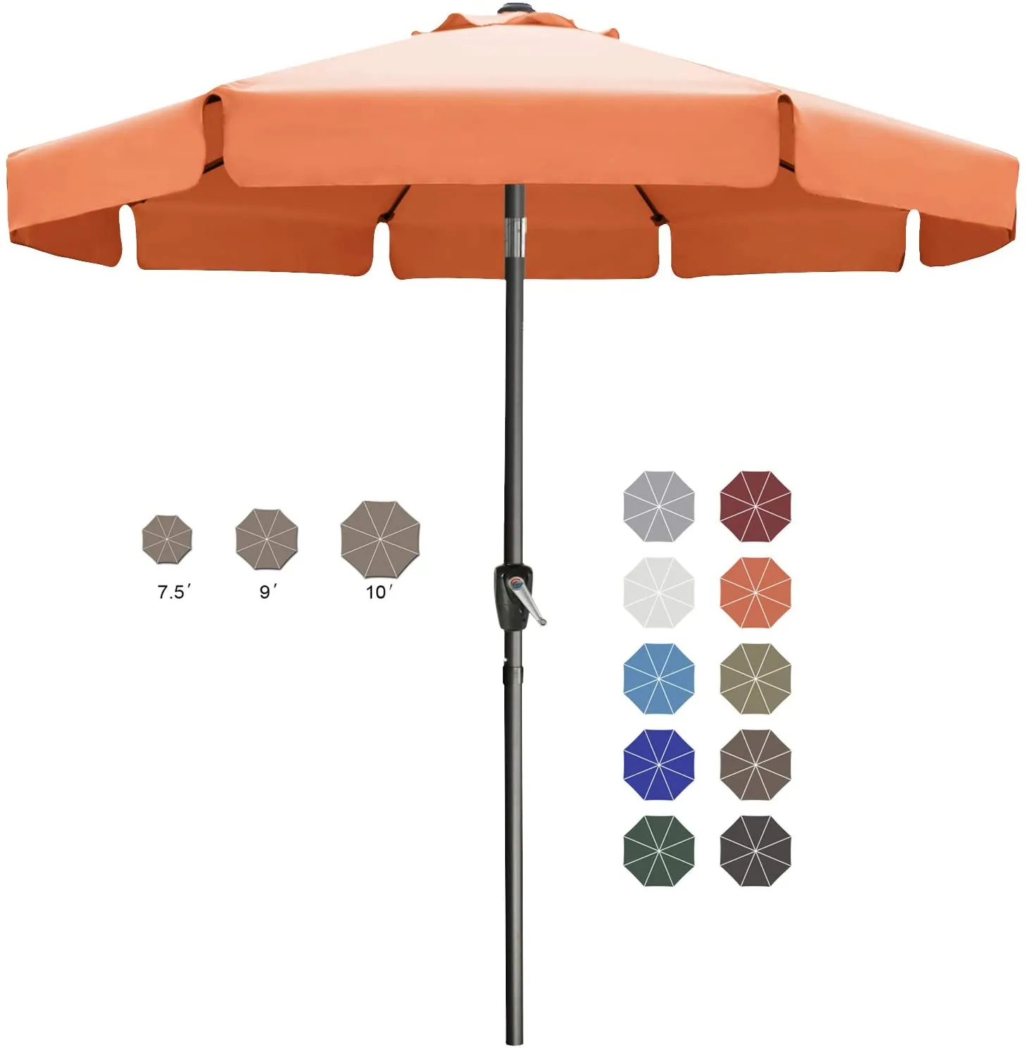 ABCCANOPY Outdoor Table Market Umbrella with Push Button Tilt and Crank for Patio Pool