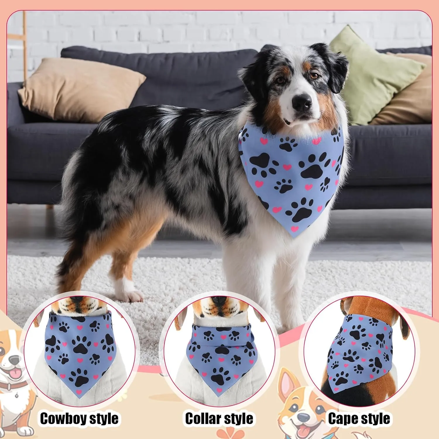 Aliceset 180 Pcs Dog Bandana Bulk Paw Print Bandanas for Dog Cute Scarf Bibs Soft Pet Triangle Scarf Adjustable Holiday Costume Neckerchief for Boy and Girl, Small and Medium Pet