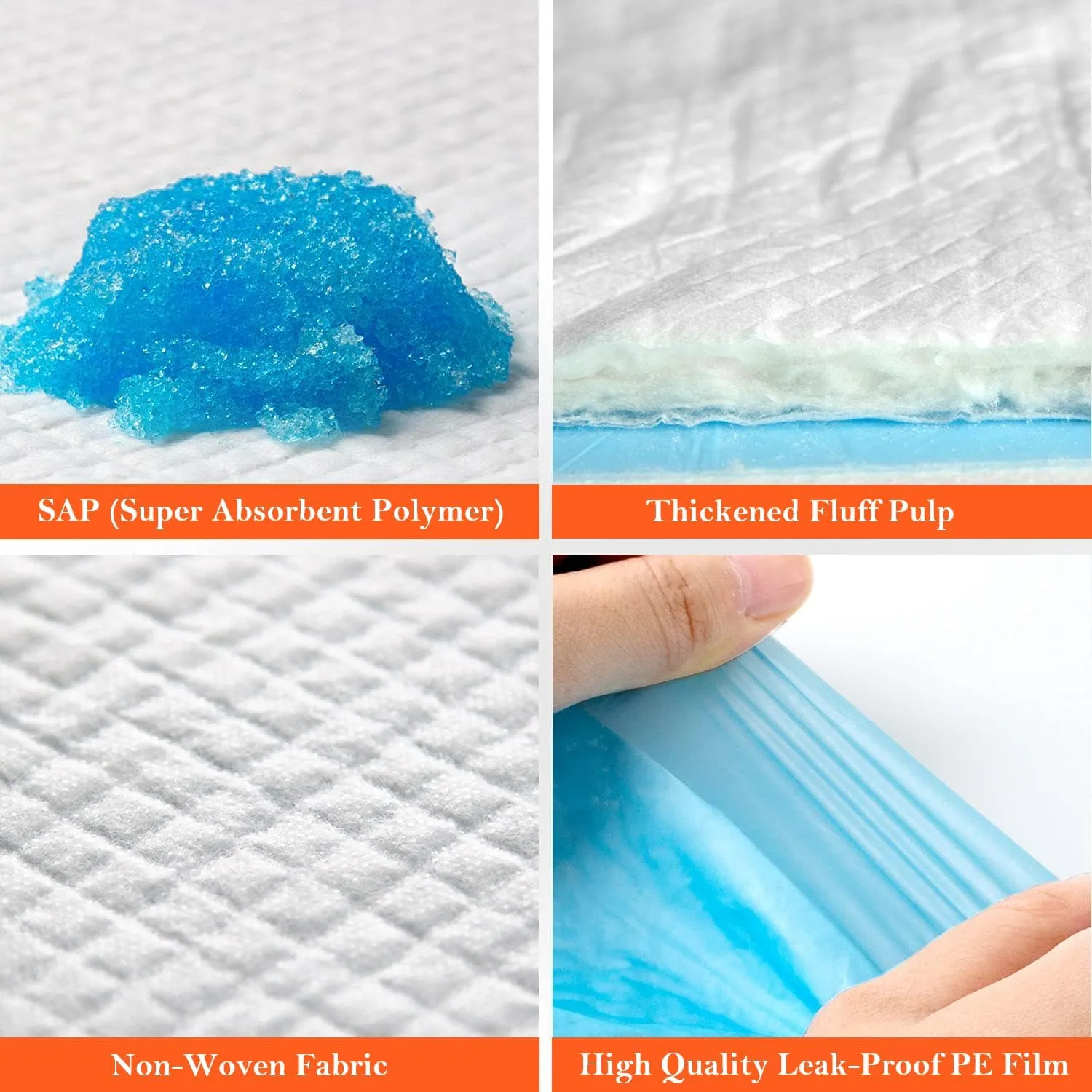 Aurora Pet Dog and Puppy Pee Pads with 5-Layer Leak-Proof Design and Quick-Dry Surface for Potty Training, Super Absorbency, Regular 18x24 Inch (100 Count)  Blue & White