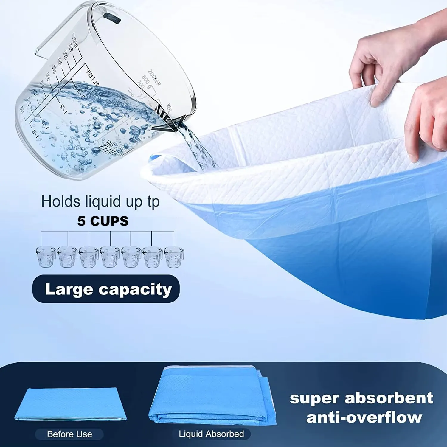 Aurora Pet Dog and Puppy Pee Pads with 5-Layer Leak-Proof Design and Quick-Dry Surface for Potty Training, Super Absorbency, Regular 18x24 Inch (100 Count)  Blue & White