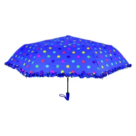 Automatic Blue Umbrella with Colorful Polka Dot Pattern
