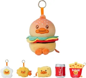 B.Duck Yummy Series Keychain Blind Box, Multifuntional Bag Accessory, Food Plush, Fun Gift Idea