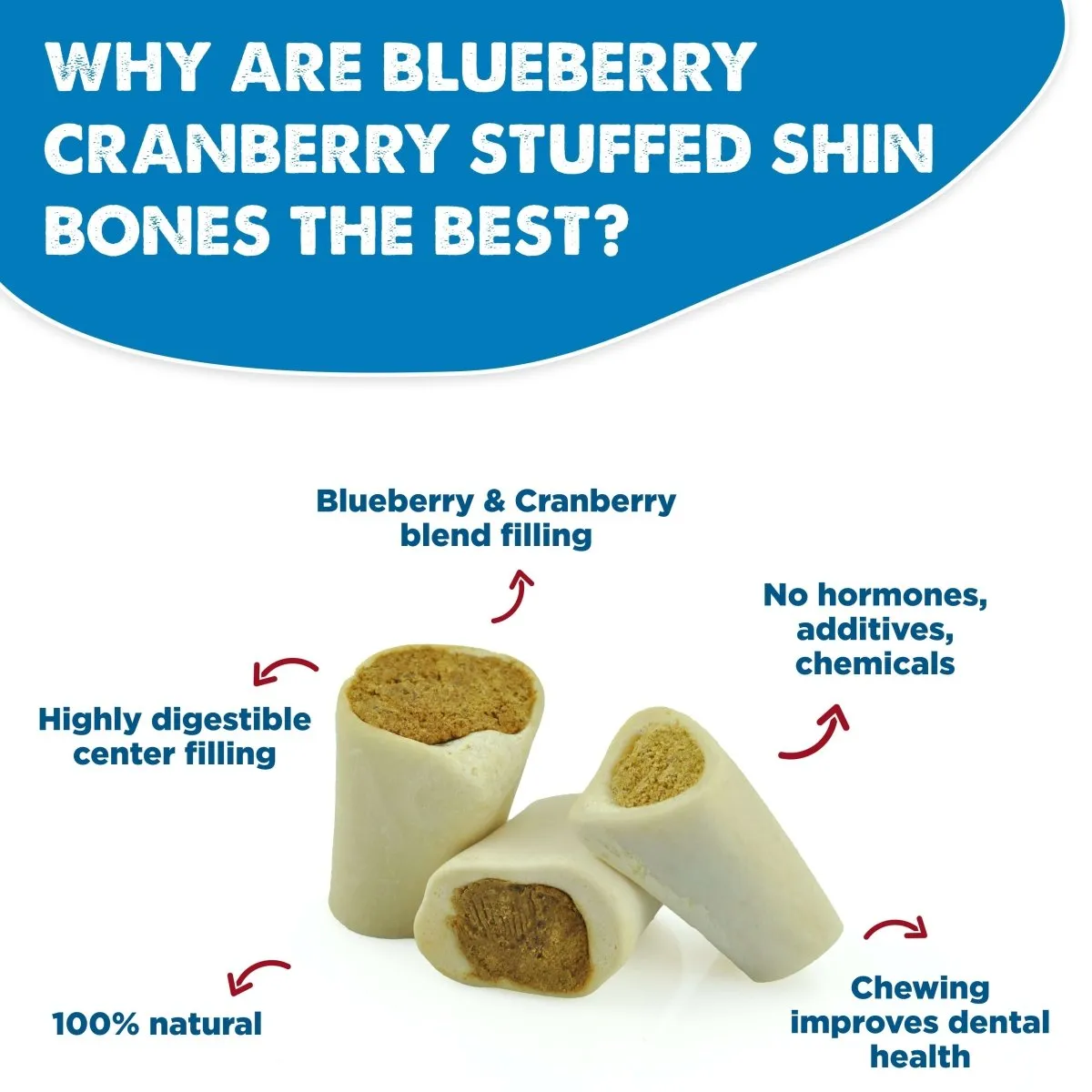 Blue Cranberry Stuffed Shin Bone (3 Pack)
