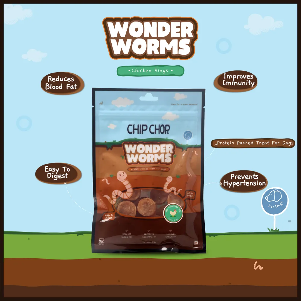 Chip Chops Wonder Worms Chicken Rings with Mealworm Dog Treats (Buy 1 Get 1) (Limited Shelf Life)