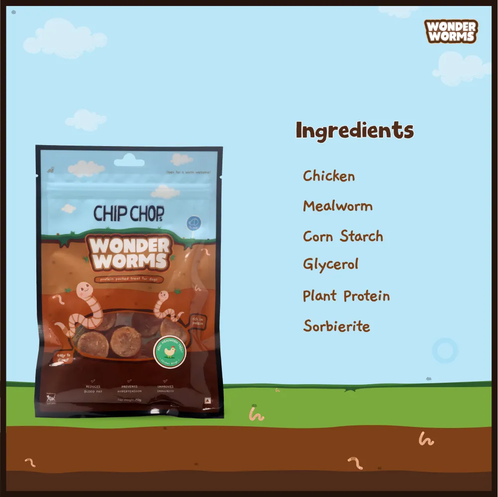 Chip Chops Wonder Worms Chicken Rings with Mealworm Dog Treats (Buy 1 Get 1) (Limited Shelf Life)