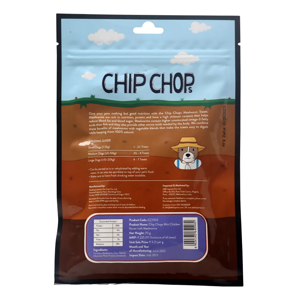 Chip Chops Wonder Worms Mini Chicken Bones with Mealworms Dog Treats (Limited Shelf Life)
