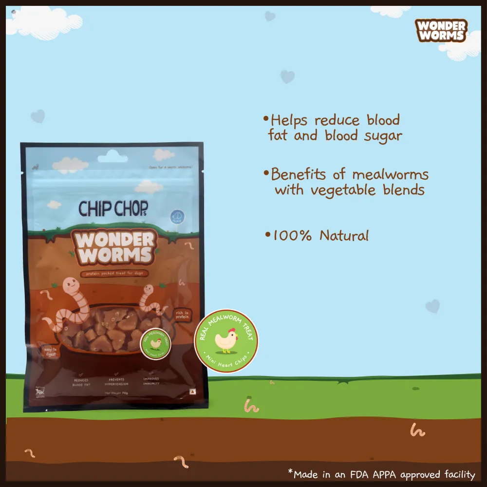 Chip Chops Wonder Worms Mini Chicken Hearts with Mealworms Dog Treats (Buy 1 Get 1) (Limited Shelf Life)