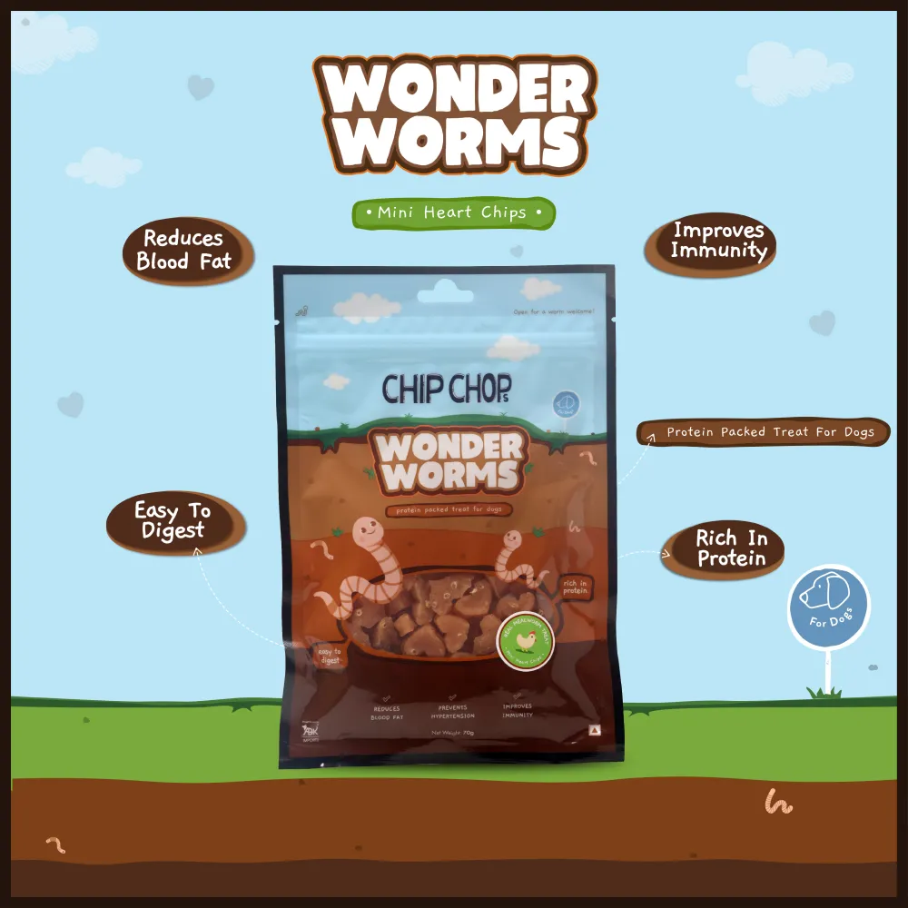 Chip Chops Wonder Worms Mini Chicken Hearts with Mealworms Dog Treats (Buy 1 Get 1) (Limited Shelf Life)