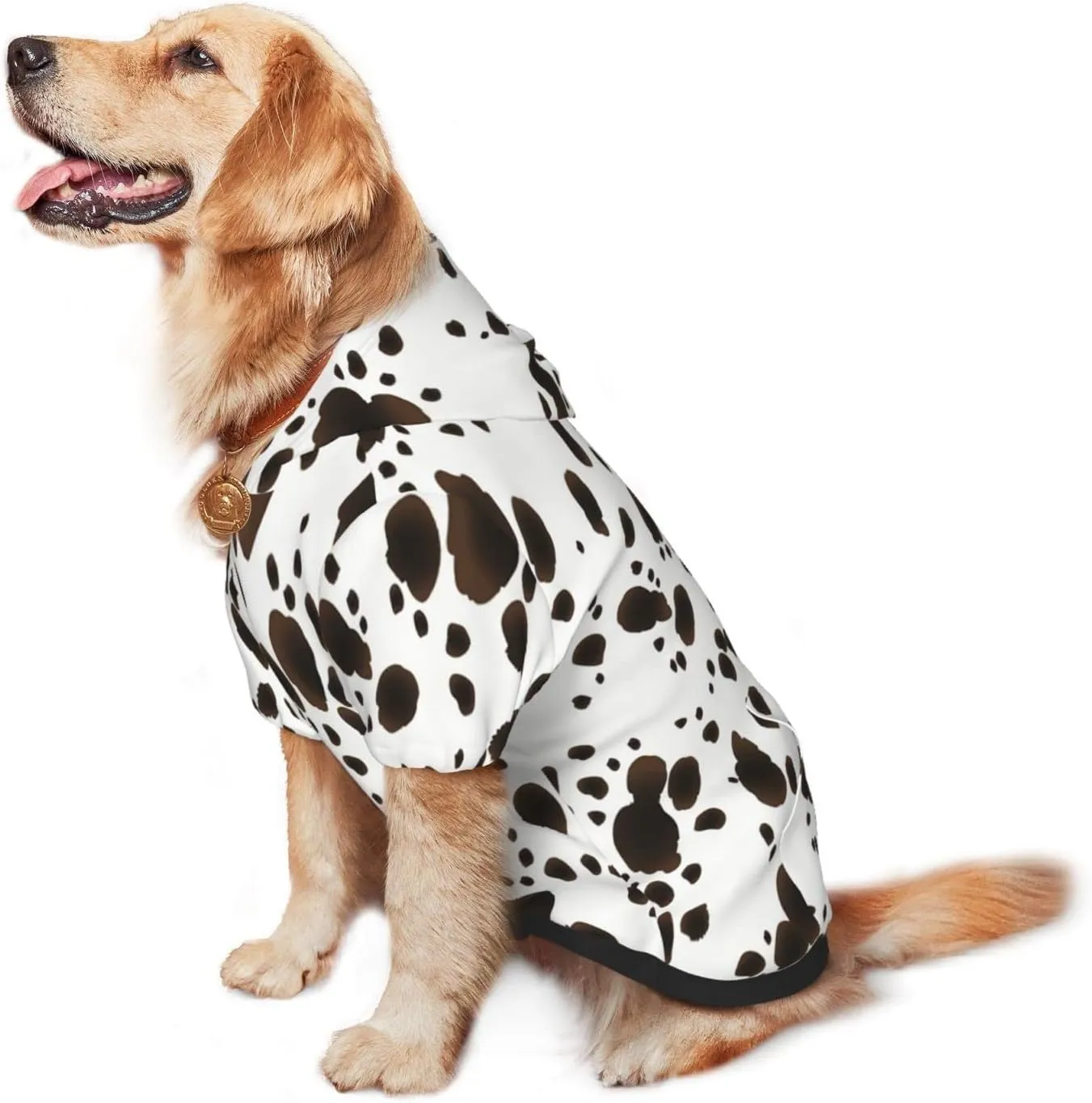 Cute Dalmatian Print Dog HoodiesDog Clothes with Pocket and Hat Winter Clothes Sweaters for Medium Large Dogs Girl Boy Pets' Clothes Outfits