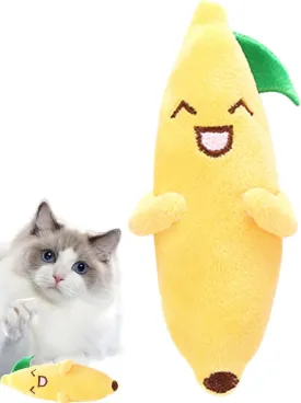 Cute Fruit-Shaped Catnip Toys for Indoor Cats  Interactive Chew Training Plush Toys, Banana Design for Teeth Cleaning, Ideal for Cat Lovers, Soft and Durable Cat PlaythingsYellow