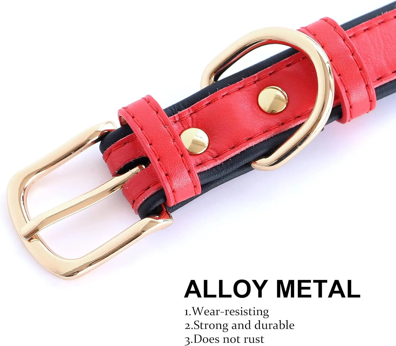 Didog Smooth PU Leather Custom Dog Collars with Rhinestone Personalized Name Letters, Fit Small Medium Dogs (L: 1.0"*14-18", Red-1)