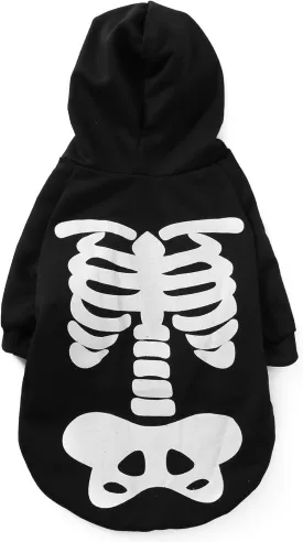 Dog Cat Halloween Skeleton Hoodies Glowing Skull Cute Shirt Puppy Kitteen Costumes Bones Clothes (XL)