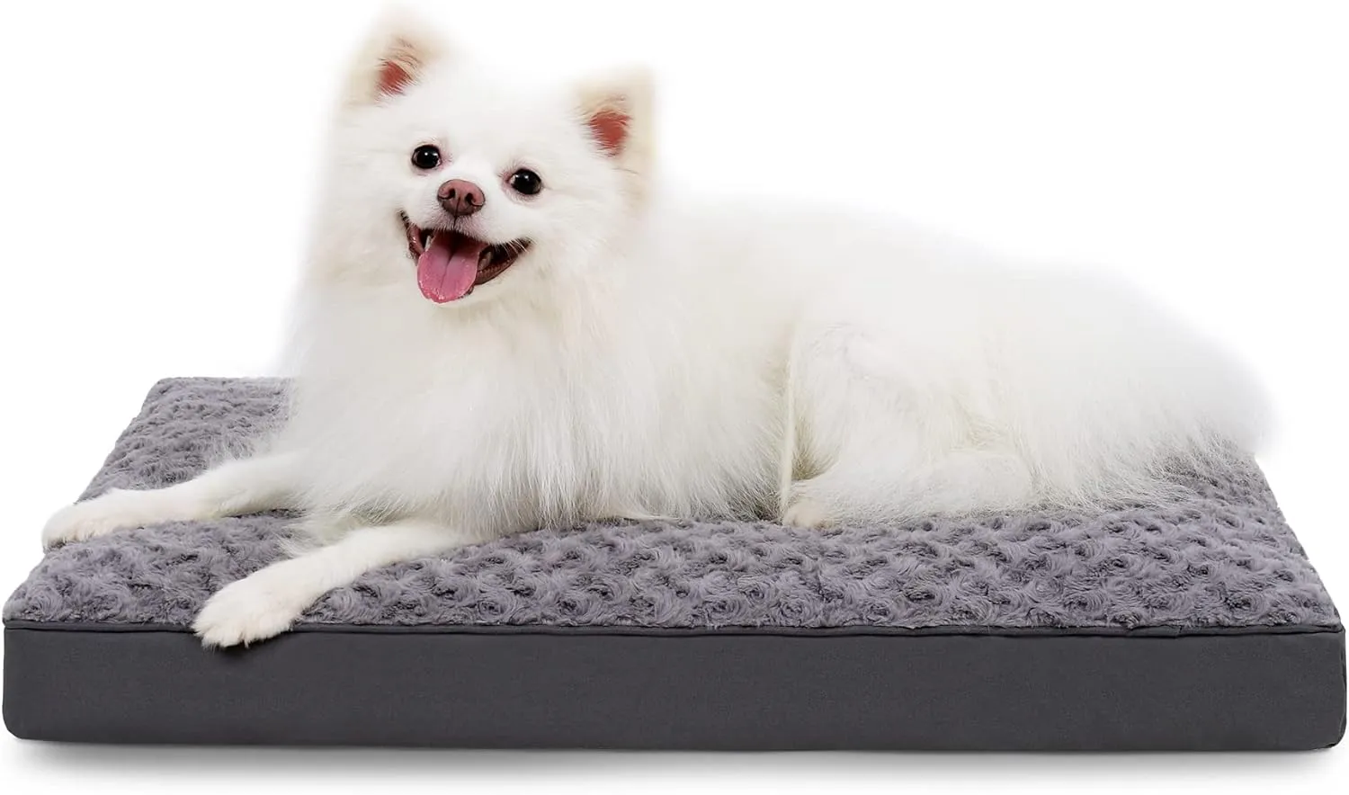 Dog Crate Bed Waterproof for Small Dogs - Rose Velvet Soft Fluffy Washable With Removable Cover & Anti-Slip Bottom, 23 x 17 Inch, Gray