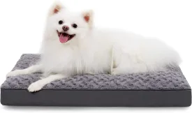 Dog Crate Bed Waterproof for Small Dogs - Rose Velvet Soft Fluffy Washable With Removable Cover & Anti-Slip Bottom, 23 x 17 Inch, Gray