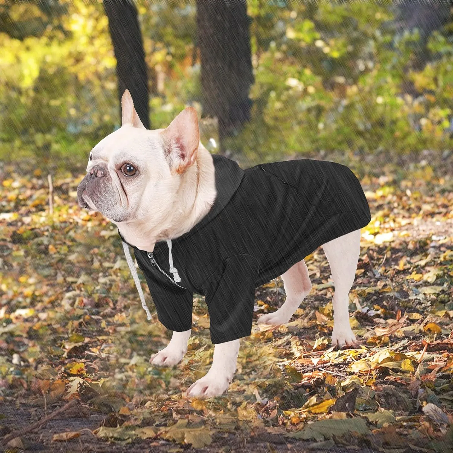 Dog Raincoat rain Jacket Raincoat Dogs Waterproof Small Medium Breeds Zip Closure Storage Pocket Harness Hole Black M