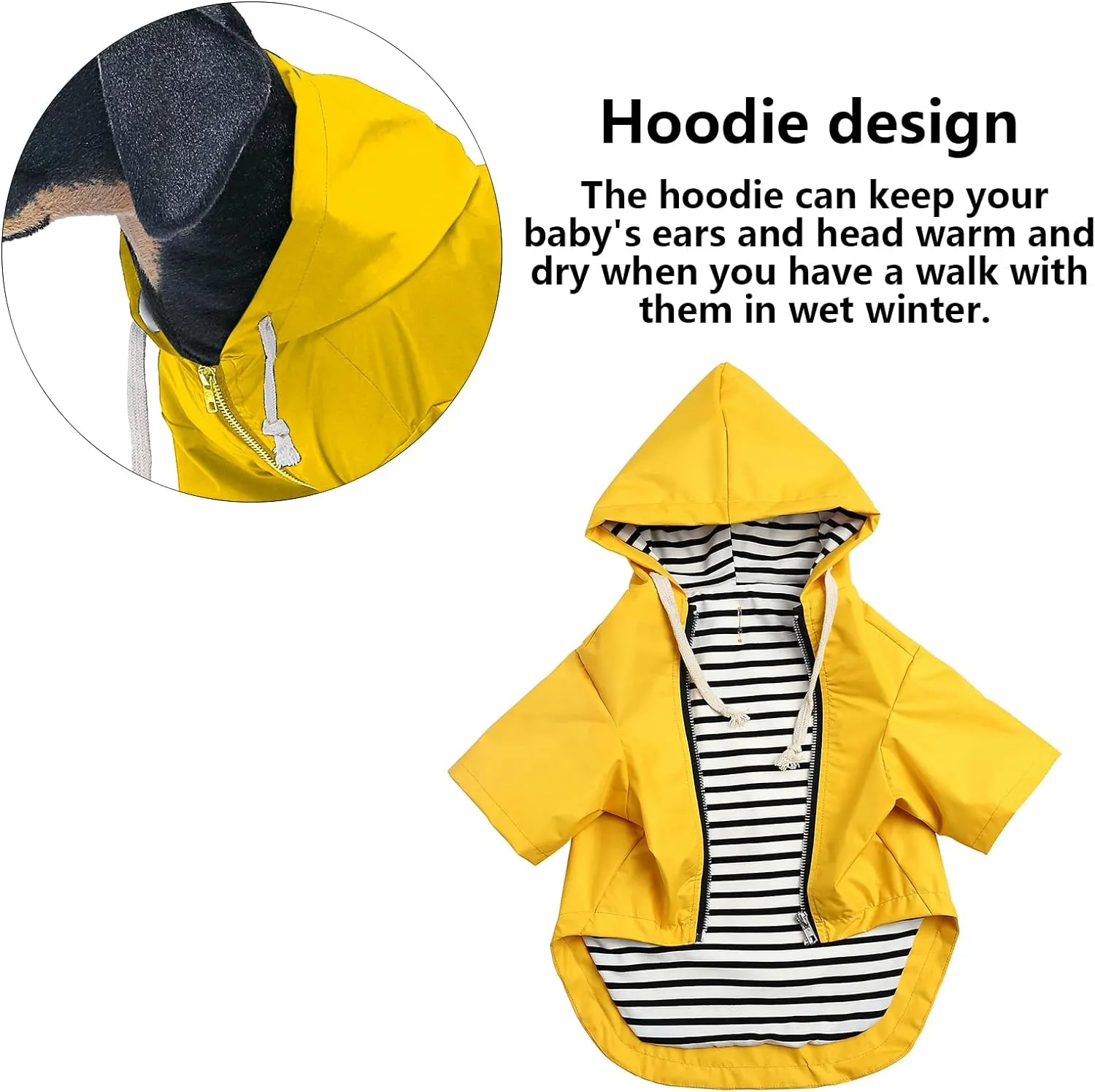 Dog Raincoat rain Jacket Raincoat Dogs Waterproof Small Medium Breeds Zip Closure Storage Pocket Harness Hole Yellow Medium
