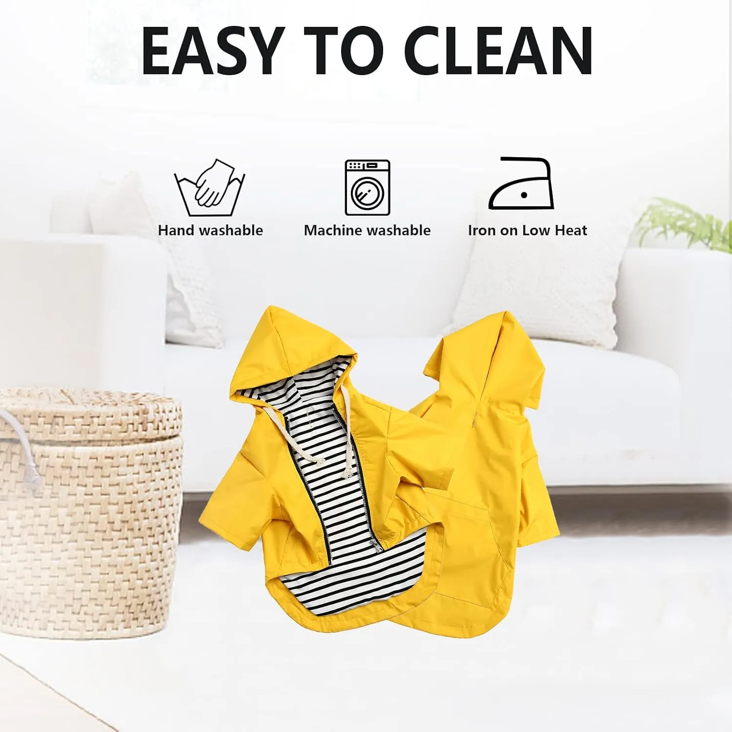 Dog Raincoat rain Jacket Raincoat Dogs Waterproof Small Medium Breeds Zip Closure Storage Pocket Harness Hole Yellow Medium
