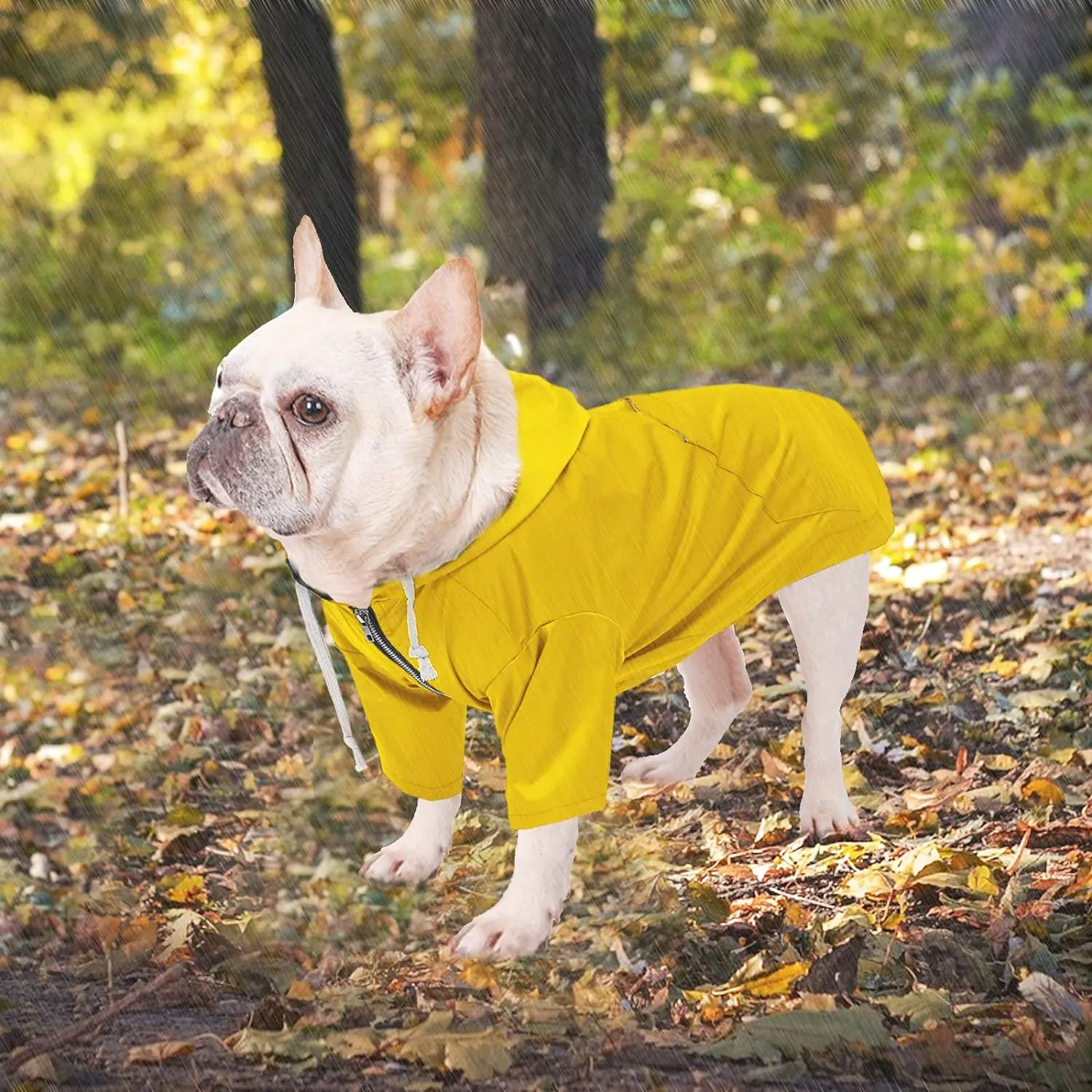 Dog Raincoat rain Jacket Raincoat Dogs Waterproof Small Medium Breeds Zip Closure Storage Pocket Harness Hole Yellow Medium