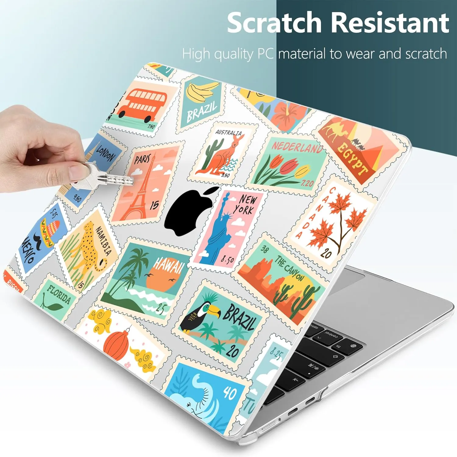 DONGKE for M4 MacBook Air 13.6 Inch Case 2025 2024 2023 2022 Model A3240 A3113 A2681 M3 M2 Chip, Plastic Hard Shell Case Cover with Touch ID for MacBook Air 13 Inch M4 - Post Stamps