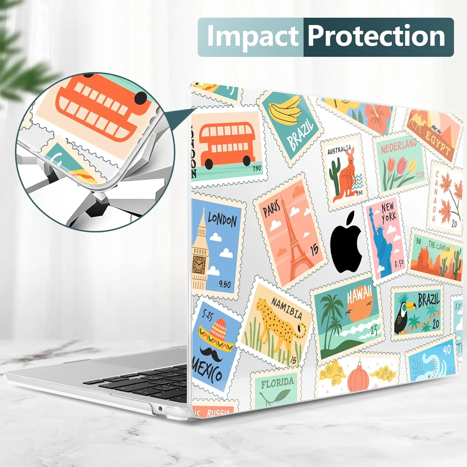 DONGKE for M4 MacBook Air 13.6 Inch Case 2025 2024 2023 2022 Model A3240 A3113 A2681 M3 M2 Chip, Plastic Hard Shell Case Cover with Touch ID for MacBook Air 13 Inch M4 - Post Stamps