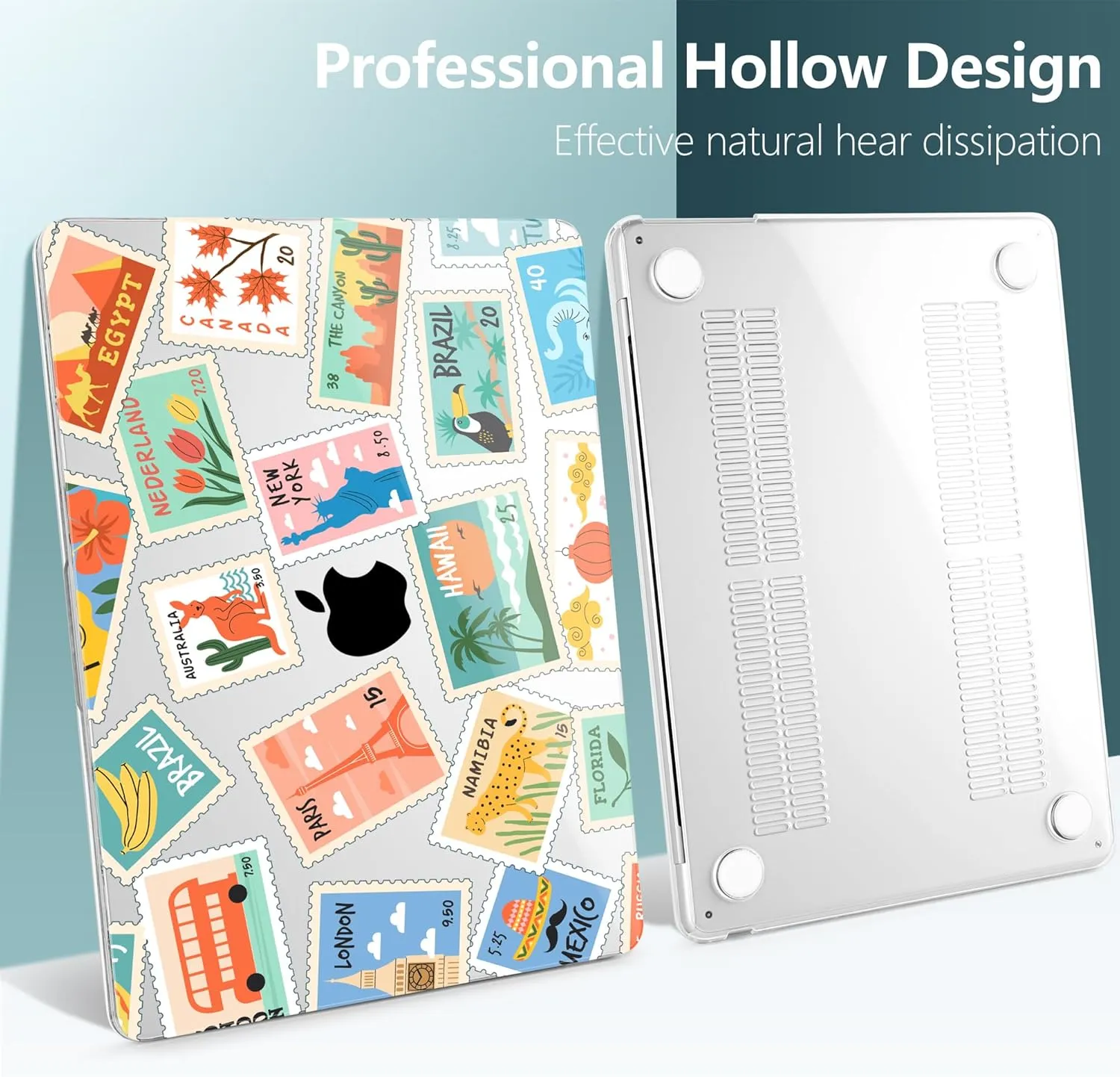DONGKE for M4 MacBook Air 13.6 Inch Case 2025 2024 2023 2022 Model A3240 A3113 A2681 M3 M2 Chip, Plastic Hard Shell Case Cover with Touch ID for MacBook Air 13 Inch M4 - Post Stamps