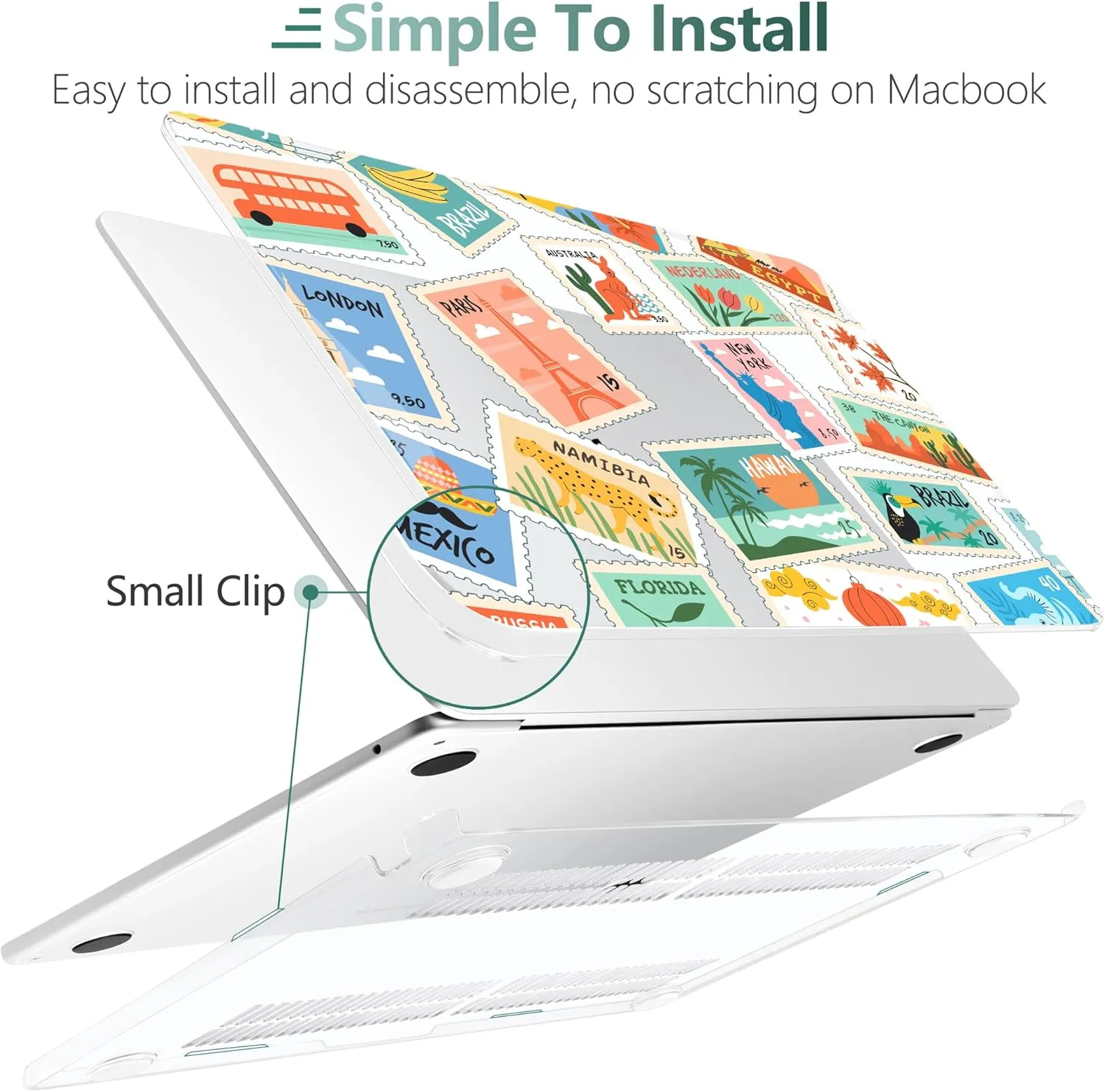 DONGKE for M4 MacBook Air 13.6 Inch Case 2025 2024 2023 2022 Model A3240 A3113 A2681 M3 M2 Chip, Plastic Hard Shell Case Cover with Touch ID for MacBook Air 13 Inch M4 - Post Stamps
