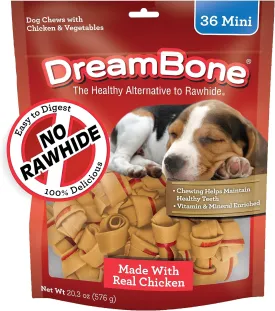 DreamBone Mini Chews With Real Chicken Chews for Dogs, 36 Count, These Rawhide-Free Chews are a Dogs Favorite Distraction