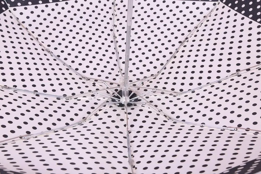 FabSeasons 5 fold Black Polka Dots Digital Printed Small Compact Manual Umbrella