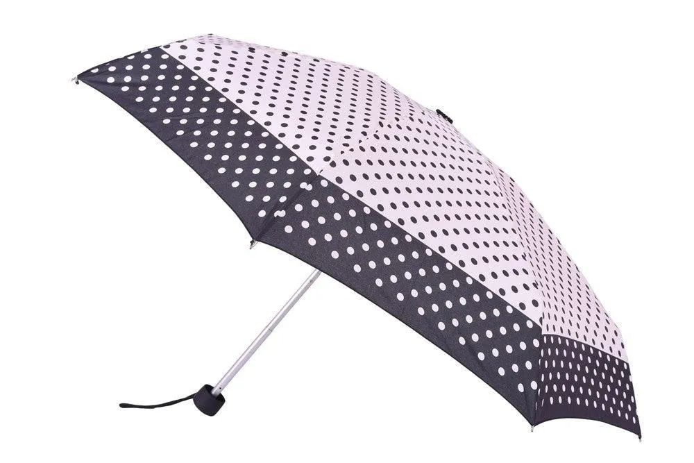 FabSeasons 5 fold Black Polka Dots Digital Printed Small Compact Manual Umbrella