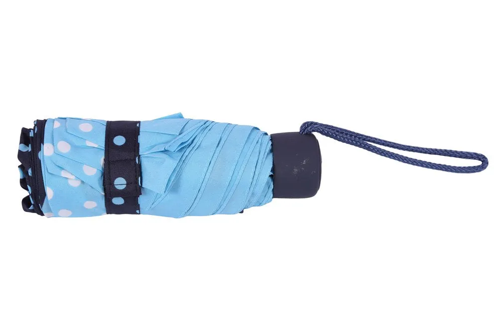 FabSeasons 5 fold Blue Polka Dots Digital Printed Small Compact Manual Umbrella