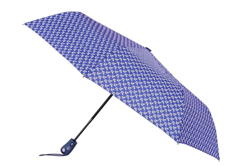 FabSeasons Anchor Printed Automatic 3 fold Blue Umbrella