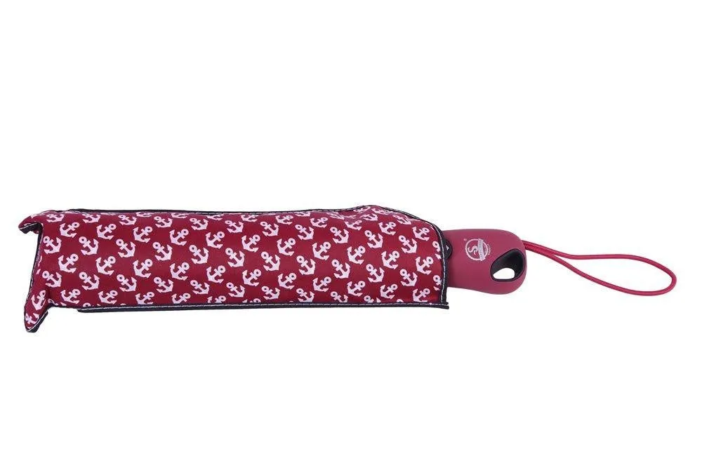 FabSeasons Anchor Printed Automatic 3 fold Maroon Umbrella