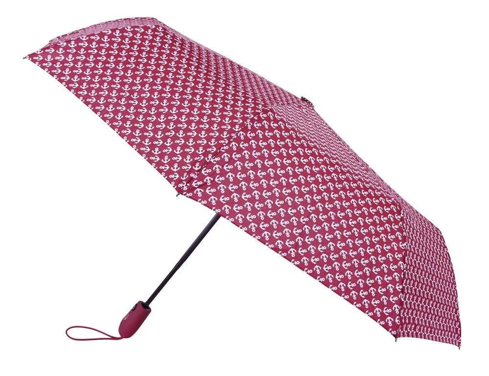 FabSeasons Anchor Printed Automatic 3 fold Maroon Umbrella