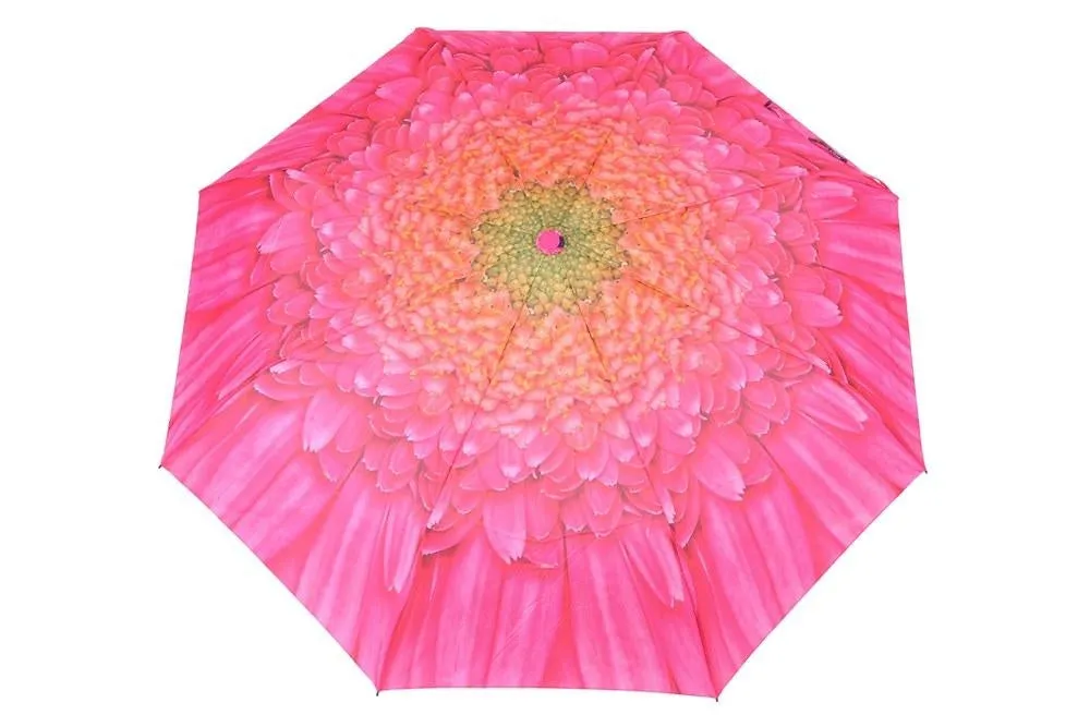 FabSeasons Pink Floral Digital Printed Semi Automatic 3 fold Umbrella