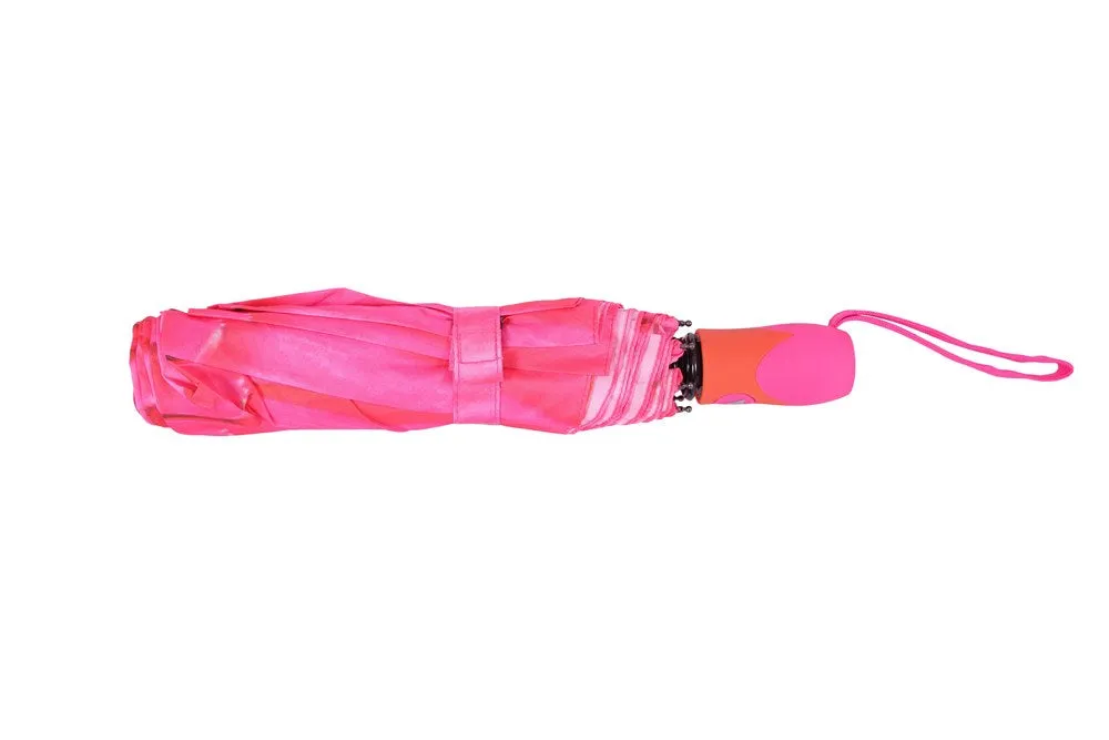 FabSeasons Pink Floral Digital Printed Semi Automatic 3 fold Umbrella