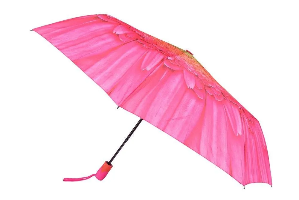 FabSeasons Pink Floral Digital Printed Semi Automatic 3 fold Umbrella
