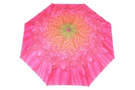 FabSeasons Pink Floral Digital Printed Semi Automatic 3 fold Umbrella
