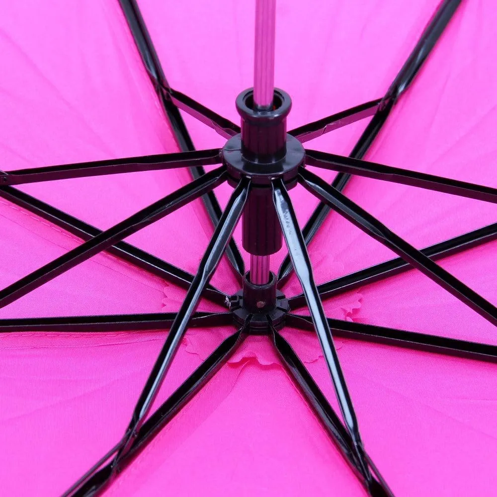 FabSeasons Pink Solid 3 Fold Fancy Umbrella